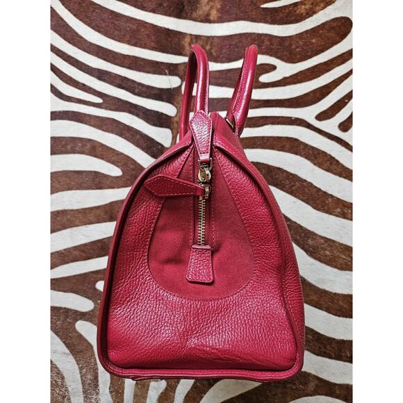 Vintage ROBERTO CAVALLI Round Leather Satchel Bag Red Animal Print Liner - Picture 4 of 11